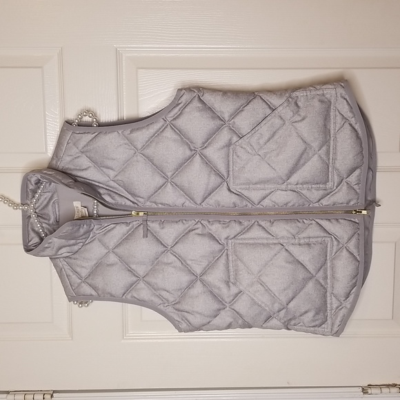 J. Crew Jackets & Blazers - J. Crew Womens Light Grey Down Puffer Vest Jacket Quilt Print Sleevless